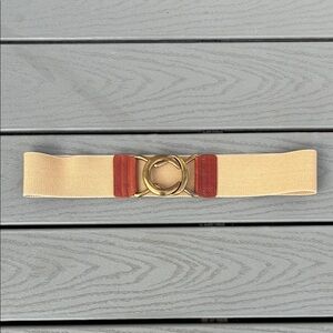 Lauren Ralph Lauren Belt Braided Cotton & Leather Trim Tan/Brown Size M/L